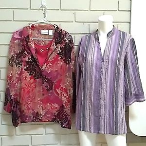 Alfred Dunner/Essentials 2 Blouse Bundle. Size 14/16W & 16